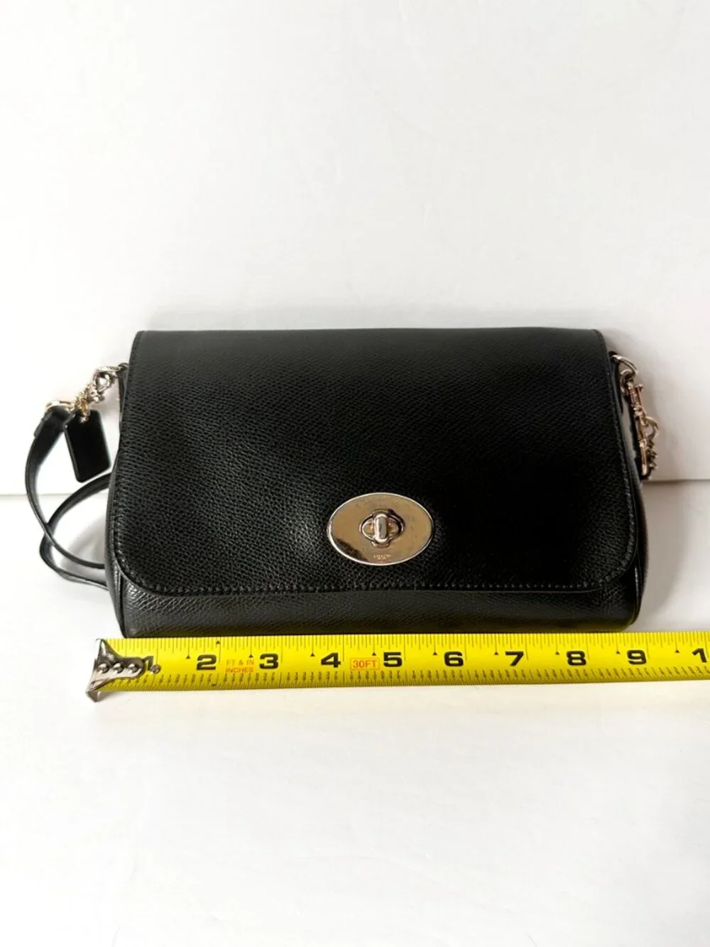 Coach Mini Ruby Crossbody Bag Black Pebbled Leather Turnlock F34604
